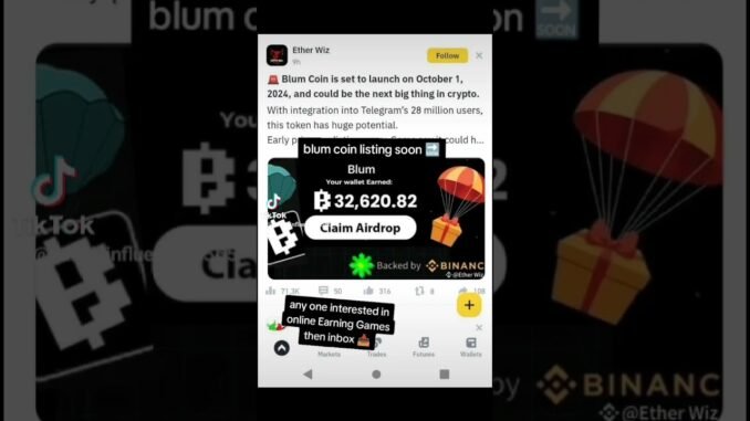 Blum listing news 🗞️ #cryptocurrency #minesgame #crypto #cryptomininggame #bitcoin #mining #binance