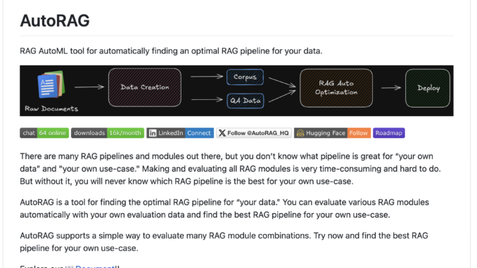 AutoRAG: An Automated Tool for Optimizing Retrieval-Augmented Generation Pipelines
