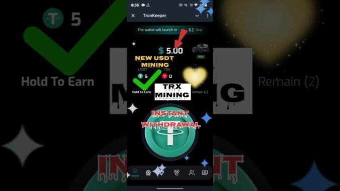 New usdt to trx mining TronKeeper Airdrop |#usdtfree  Step By Step Guide || Free USDT Mining Airdrop