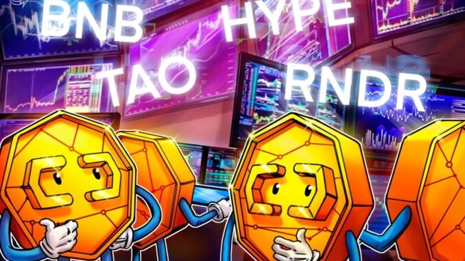 Bitcoin prepares for launch from $85K, BNB, HYPE, TAO and RNDR could follow