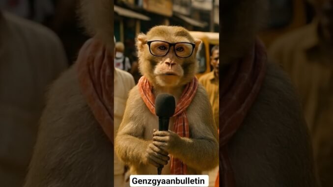 monkey anchor #KolhapuriChappal#PradaControversy#LocalToGlobal#genzgyaan #funny #ai #news #startup