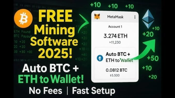 FREE Crypto Wallet Mining Software | Tutorial | BTC / ETH Mining PC / 2025 | Tutorial