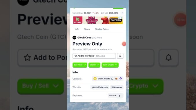 GTC is listed and live on Coingecko. Price Prediction #shorts