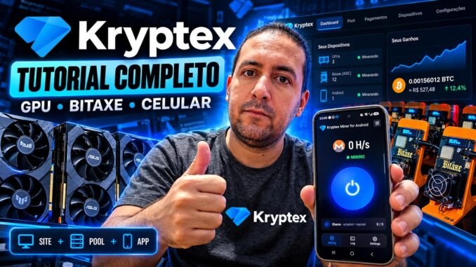 KRYPTEX 2026: TUTORIAL COMPLETO 🚀 GPU + BITAXE + CELULAR | MINERAÇÃO + POOL #bitcoin #mining #cripto