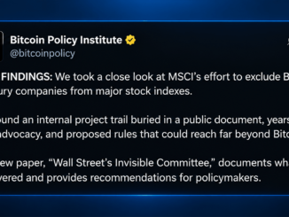 MSCI Rule Puts Strategy at Risk, Says Bitcoin Policy Institute Paper